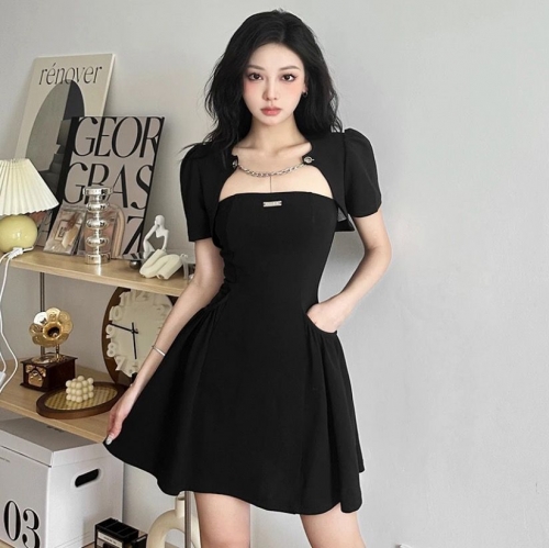 [High-Quality Two-Piece Set] French Hepburn Style Strapless Dress for Women, Summer Vest Top, Pure and Sexy Girl Set