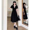 #1067 Official Image Price [80-200 lbs] French Slimming Polo Collar Dress