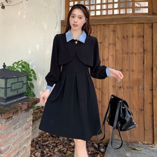 Real photos of a two-piece set: plus-size short jacket/top, pleated A-line suspender dress for curvy women. Real photos of a two-piece set: plus-size short jacket/top, pleated A-line suspender dress for curvy women.