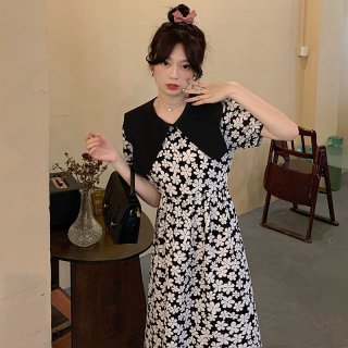 #318 Real Shot & Price Summer French Retro Peter Pan Collar Dress with Puff Sleeves, Loose Fit, High Waist, Floral Print #318 Real Shot & Price Summer French Retro Peter Pan Collar Dress with Puff Sleeves, Loose Fit, High Waist, Floral Print