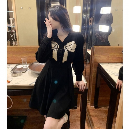 French Hepburn style best friend suit dress, new spring and autumn style, plus size, slimming little black dress for chubby girls