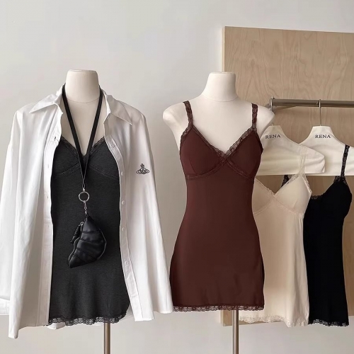 [Built-in Padded Chest] Brushed Fleece Slip Dress, V-neck, Innerwear, Sexy, Tight-fitting, Hip-hugging Short Dress