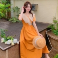 #819 Official Image & Price: Women's French Hepburn Style Ruffled Neckline, One Color, Youthful and Slimming Mid-Length Dress