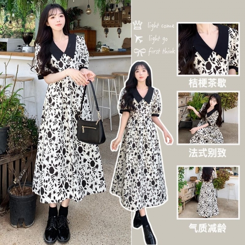#827 Real Shot & Price 2025 French Retro Floral Dress V-neck Waist-cinching Puff Sleeves Tea Dress #827 Real Shot & Price 2025 French Retro Floral Dress V-neck Waist-cinching Puff Sleeves Tea Dress