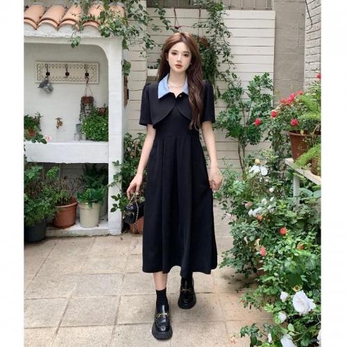 Official Images & Actual Price | Jacket + Vest Dress | Hepburn Style Black Dress for Women, Summer French Elegance Suspender Dress Set