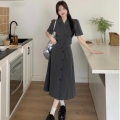 Korean style irregular suit jacket and skirt set for women, summer, plus size, slimming, elegant two-piece set