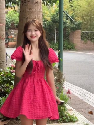 French-style sweet rose red plaid short sleeve suspender dress for women, summer slimming waist, pure and sexy girl dress