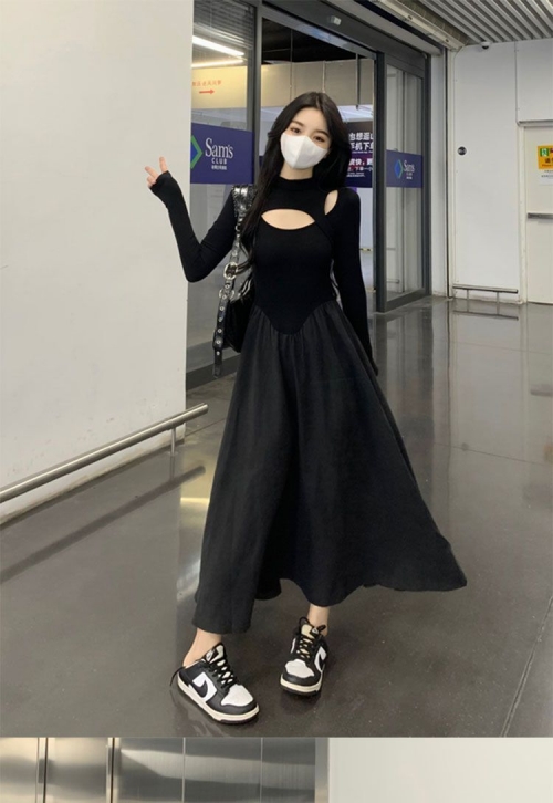 Black Hepburn-style plus-size dress, autumn 2025, niche design, elegant high-waisted, slimming. Black Hepburn-style plus-size dress, autumn 2025, niche design, elegant high-waisted, slimming.