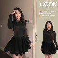 Korean style little black dress for women, spring and autumn 2025 new style, Hepburn style puffy short skirt, elegant and popular.