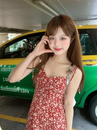 2025 Summer New Sweet Slim Fit Tie-Waist Floral Print Sundress Korean Style Girlish Dress Short Skirt A-line