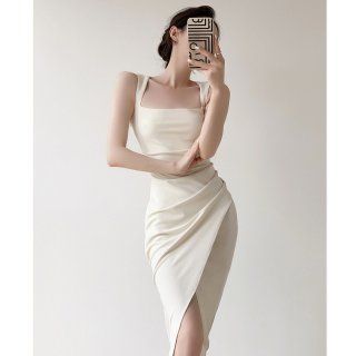 High-end slip dress, new summer style, square neck, French style, fitted waist, elegant and unique, mermaid tail long dress. High-end slip dress, new summer style, square neck, French style, fitted waist, elegant and unique, mermaid tail long dress.