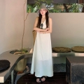 2025 New Style Sleeveless Sundress for Beach Vacation, Suitable for Petite Women, French Style White Vest