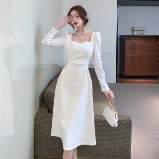 Early Autumn 2024 New Arrival: High-End, Chic, Stunning, and Exquisite White French Style Square Neck Dress Early Autumn 2024 New Arrival: High-End, Chic, Stunning, and Exquisite White French Style Square Neck Dress