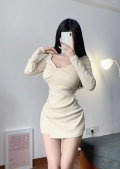 Pure and alluring design, knotted long-sleeved knit dress for women, autumn and winter, sexy, slimming, bodycon skirt.