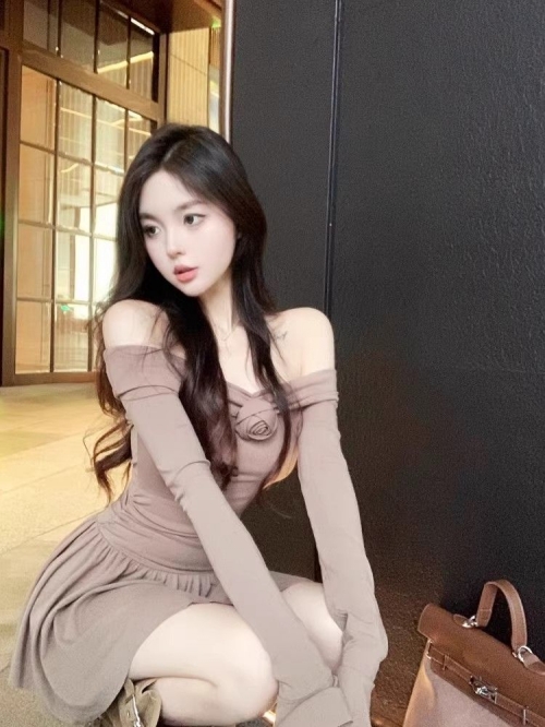 3D Rose Floral Dress, New Autumn Style, Chic and Stylish, Slimming and Sexy Off-Shoulder A-line Dress