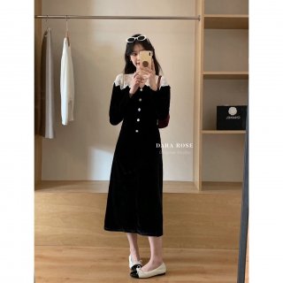 French-style high-end lace-trimmed velvet dress for women, autumn and winter, elegant and slim-fitting, perfect for layering over a long dress. French-style high-end lace-trimmed velvet dress for women, autumn and winter, elegant and slim-fitting, perfect for layering over a long dress.