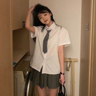 Short-sleeved shirt, t-shirt, midi skirt, dress, pleated skirt, women's summer two-piece set, short skirt, shirt, casual pants