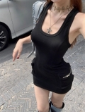 Summer Black Backless Spaghetti Strap Dress for Women, 2025 New Design, Niche Style, French Chic, Bodycon