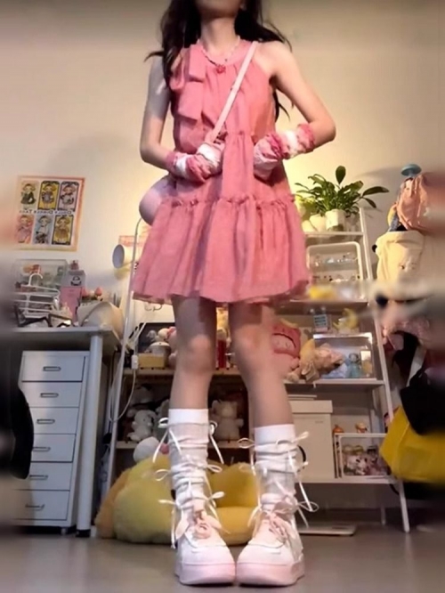 Bow tie halter neck dress for women, summer 2025 new style, unique design, petite, loose fit, sleeveless.