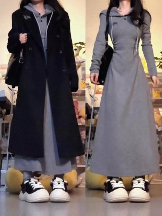 2025 Early Autumn New Gray Sweatshirt Dress for Women, Suitable for Autumn and Winter Coat Inner Layer, Elegant and Slim Waist 2025 Early Autumn New Gray Sweatshirt Dress for Women, Suitable for Autumn and Winter Coat Inner Layer, Elegant and Slim Waist