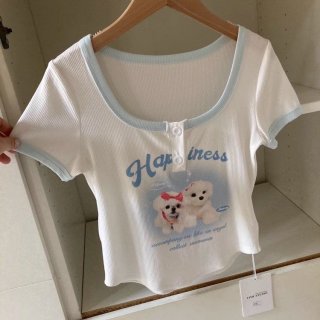 Sweet and spicy style women's T-shirt, new summer 2023, sexy slim fit, cropped short-sleeved t-shirt, short style, faux two-piece.