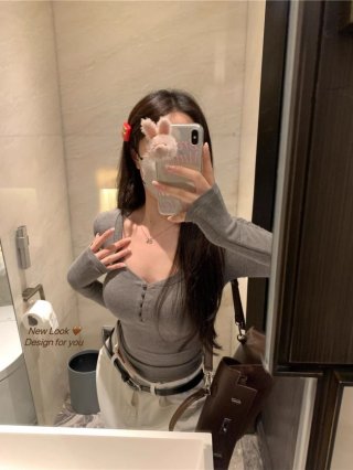 MR In Stock Pure Pink Long-Sleeve T-Shirt for Women, Autumn, Sexy, Slim Fit, Flattering, Short, Versatile MR In Stock Pure Pink Long-Sleeve T-Shirt for Women, Autumn, Sexy, Slim Fit, Flattering, Short, Versatile