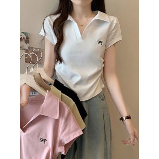 MR 40-count rayon polo collar, butterfly pink, pleated waist, sweet and spicy, with straight shoulders.