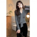MR [Original Recipe for 280g Ribbed Velvet] High-Grade Gray Base Layer Top for Women, Autumn and Winter Innerwear