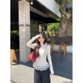 MR Comfortable Fleece Original Quality Korean Style White Base Layer Top for Women, Early Autumn, Bow, Chanel-Style Lace