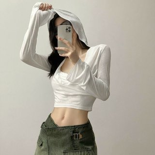 MR Original Fabric Cool and Sexy Hooded T-Shirt for Women, Thin Design, Short and Crop Top