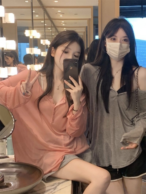 MR Original Fabric Korean Style Versatile Niche Fashion Sunscreen Shirt Women's Autumn Casual Loose Slimming Top