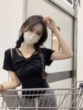 Unique and stylish design, 2023 summer new style, bow-tie slim fit short-sleeved women's clothing, sexy style.