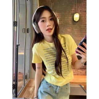 [1*1 Pure Cotton Regular Style] Printed Straight Shoulder Regular Short Sleeve High Elasticity New Summer Slim Fit