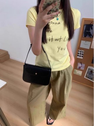 [1*1 Pure Cotton Regular Style] Printed Straight Shoulder Regular Short Sleeve High Elasticity New Summer Slim Fit