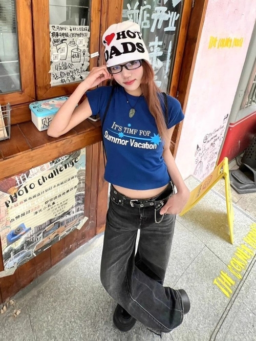 1*1 Pure Cotton High Elasticity New Summer Short-Sleeved Top, Fits Well with High-Waisted Pants, Slimming and Stylish