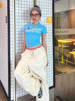 1*1 Pure Cotton High Elasticity New Summer Short-Sleeved Top, Fits Well with High-Waisted Pants, Slimming and Stylish