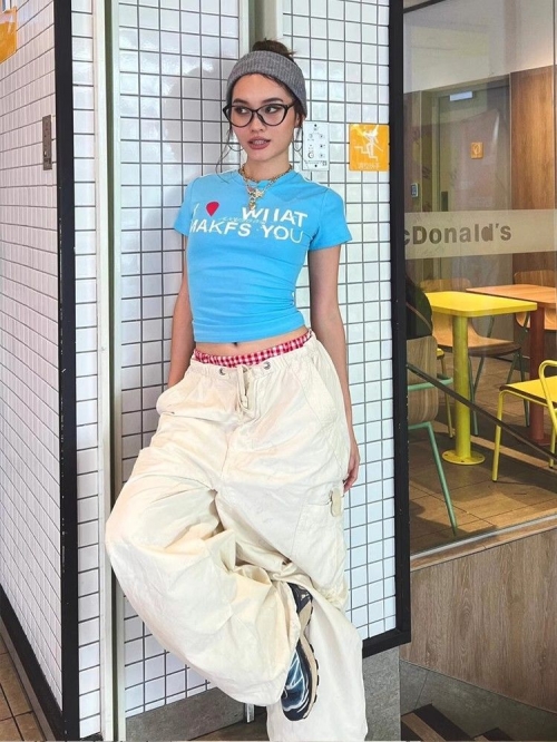 1*1 Pure Cotton High Elasticity New Summer Short-Sleeved Top, Fits Well with High-Waisted Pants, Slimming and Stylish