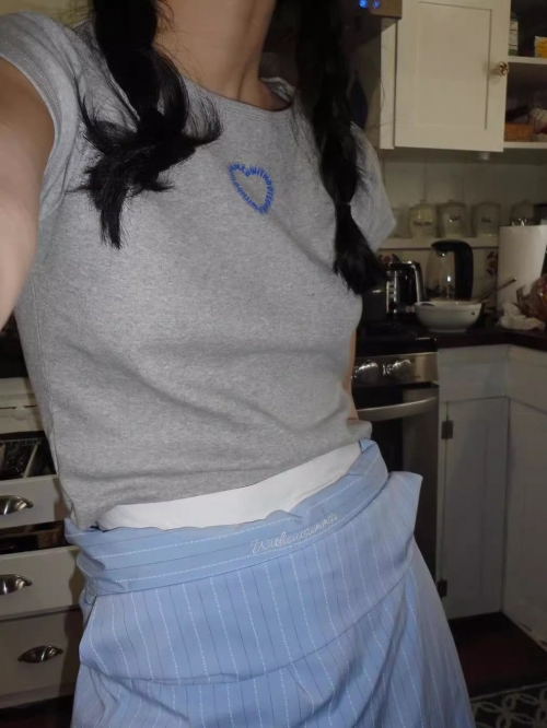 [1*1 Pure Cotton Regular Style] Printed Straight Shoulder Regular Short Sleeve High Elasticity New Summer Slim Fit