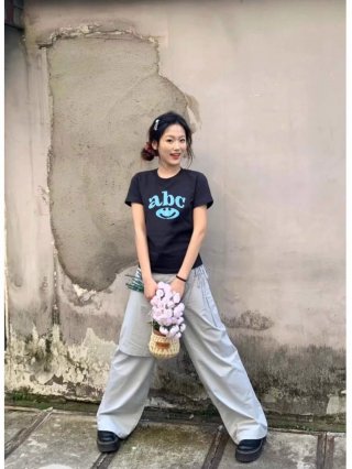 [1*1 Pure Cotton Regular Style] Printed Straight Shoulder Regular Short Sleeve High Elasticity New Summer Slim Fit