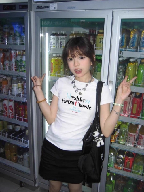 [1*1 Pure Cotton Regular Style] Printed Straight Shoulder Regular Short Sleeve High Elasticity New Summer Slim Fit