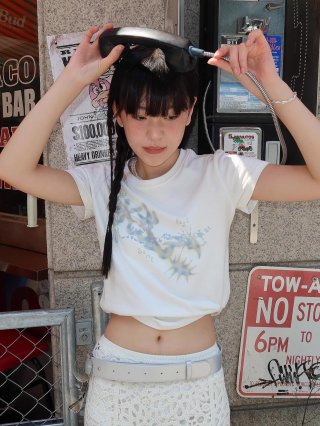 [1*1 Pure Cotton Regular Style] Printed Straight Shoulder Regular Short Sleeve High Elasticity New Summer Slim Fit