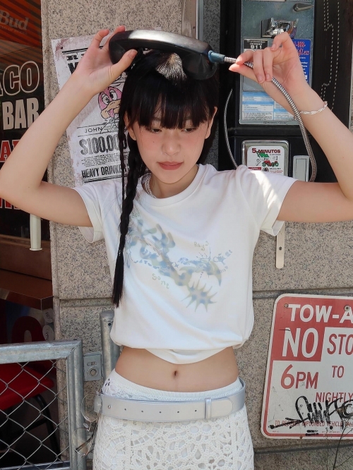 [1*1 Pure Cotton Regular Style] Printed Straight Shoulder Regular Short Sleeve High Elasticity New Summer Slim Fit