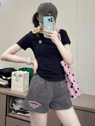 [1*1 Pure Cotton Regular Style] Printed Straight Shoulder Regular Short Sleeve High Elasticity New Summer Slim Fit