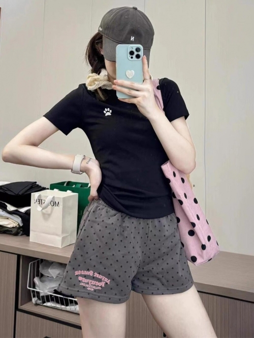 [1*1 Pure Cotton Regular Style] Printed Straight Shoulder Regular Short Sleeve High Elasticity New Summer Slim Fit