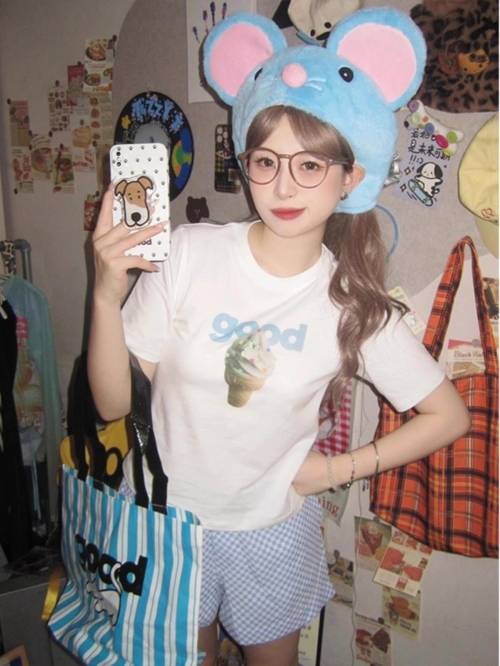 [1*1 Pure Cotton Regular Style] Printed Straight Shoulder Regular Short Sleeve High Elasticity New Summer Slim Fit