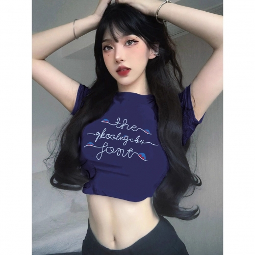 1*1 Pure Cotton High Elasticity New Summer Short-Sleeved Top, Fits Well with High-Waisted Pants, Slimming and Stylish