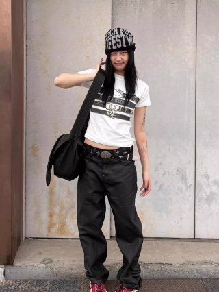 [1*1 Pure Cotton Regular Style] Printed Straight Shoulder Regular Short Sleeve High Elasticity New Summer Slim Fit