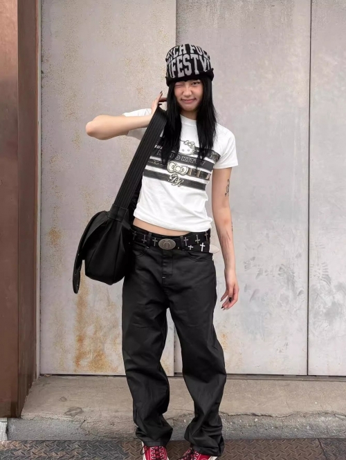 [1*1 Pure Cotton Regular Style] Printed Straight Shoulder Regular Short Sleeve High Elasticity New Summer Slim Fit