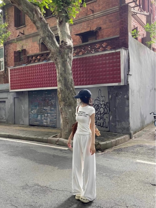 [1*1 Pure Cotton Regular Style] Printed Straight Shoulder Regular Short Sleeve High Elasticity New Summer Slim Fit