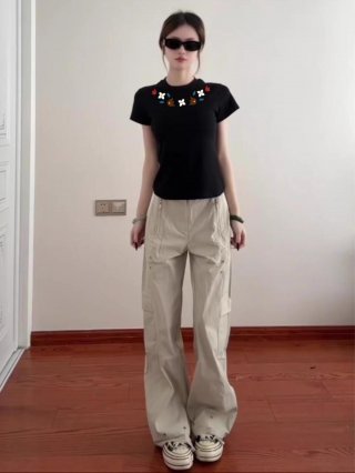 [1*1 Pure Cotton Regular Style] Printed Straight Shoulder Regular Short Sleeve High Elasticity New Summer Slim Fit